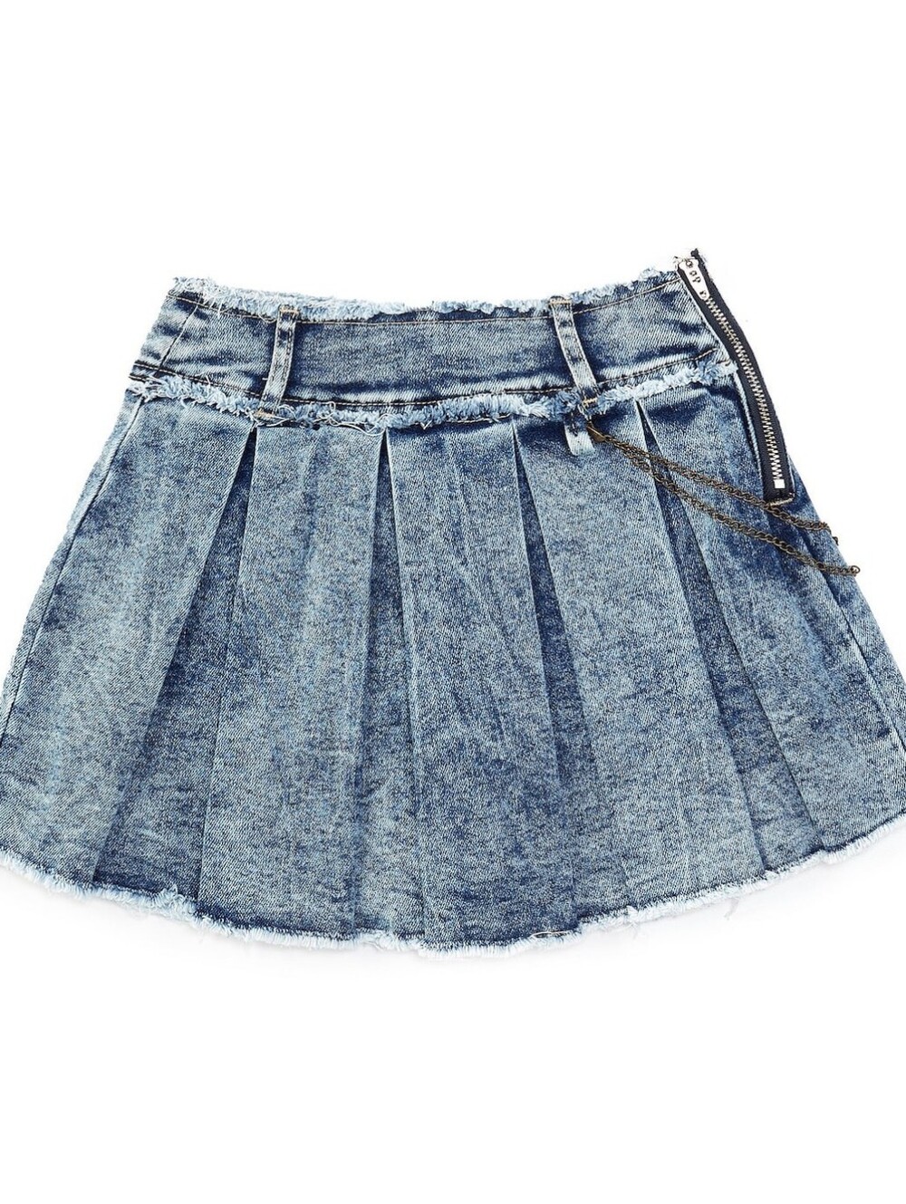 NWT Tractr Big Girls Denim Pleated Mini Skort - Blue Size 16